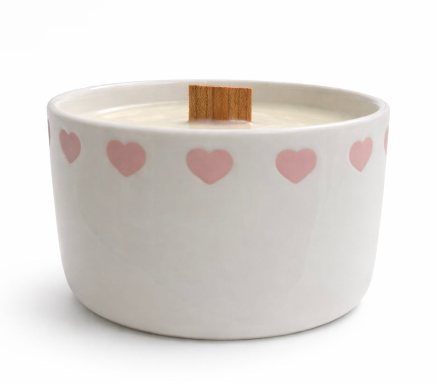 Cinnamon Hearts Ramekin - White with Pink Hearts